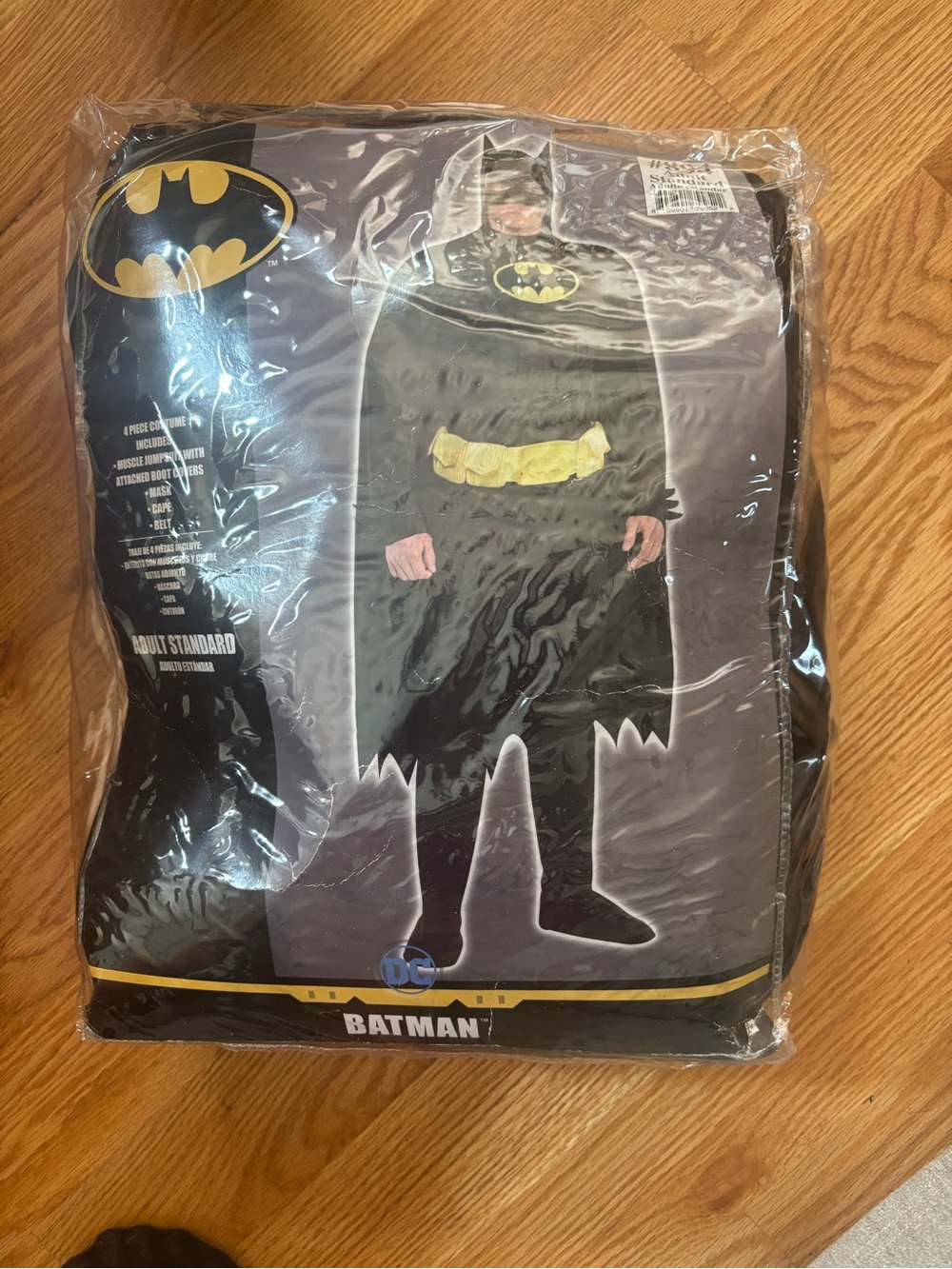DC Batman adult standard Black Costume with Yellow Belt